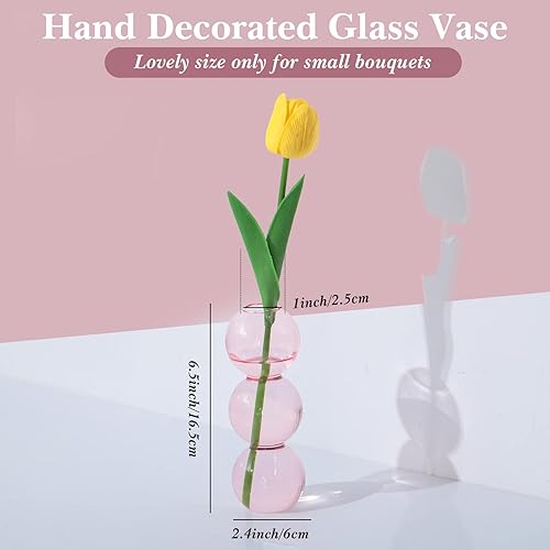 Miniatura 2 de Jarrón hidropónico de burbujas de vidrio transparente de 6.5 pulgadas de alto, florero de bola de burbujas, recipiente de vidrio para plantas,