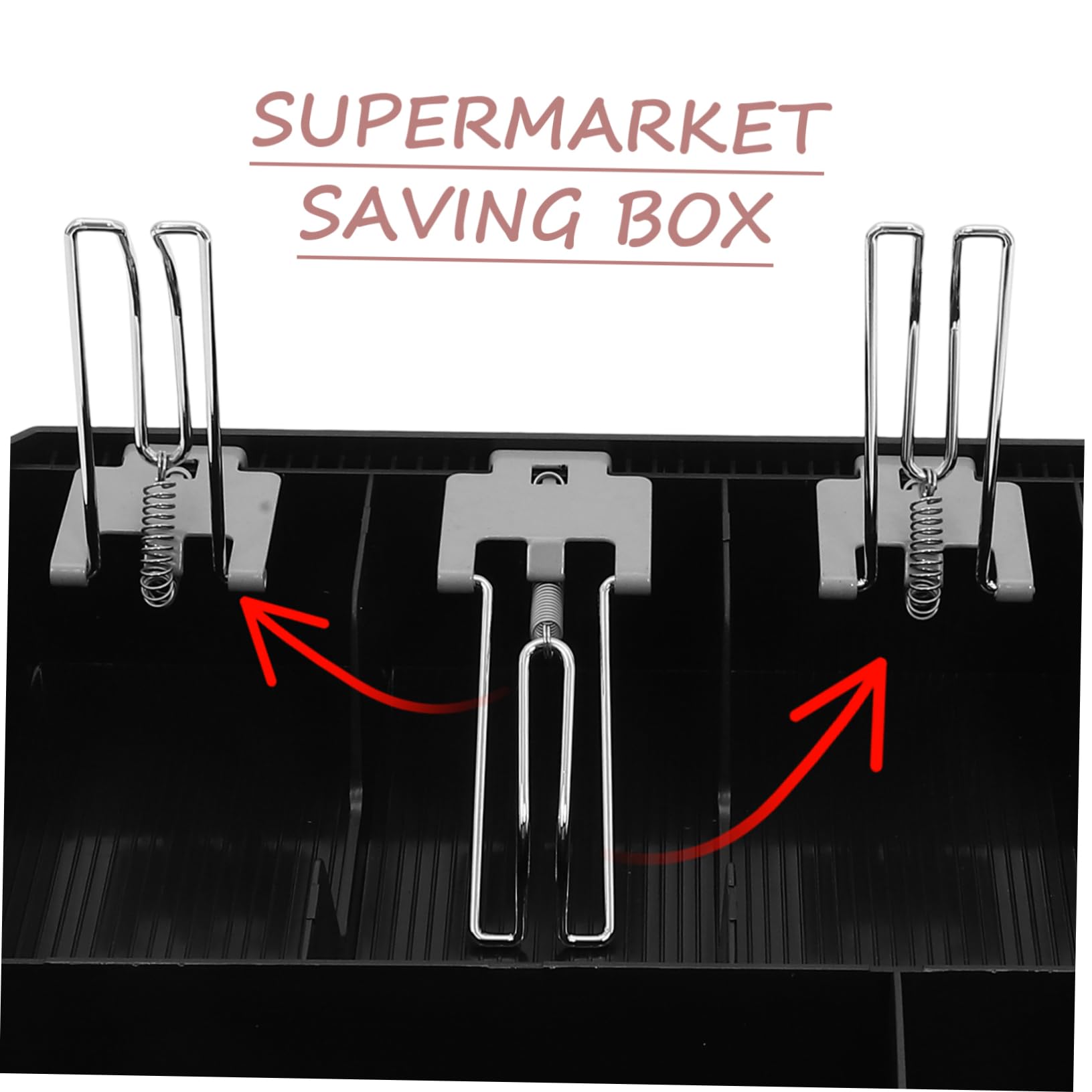 Artibetter Kassenschublade für Kleinunternehmen mit 3 Scheinfächern und 3 Münzfächern aus Abs und Metall Geldaufbewahrungsschublade mit Clip für Supermärkte und Andere Verkaufsstellen