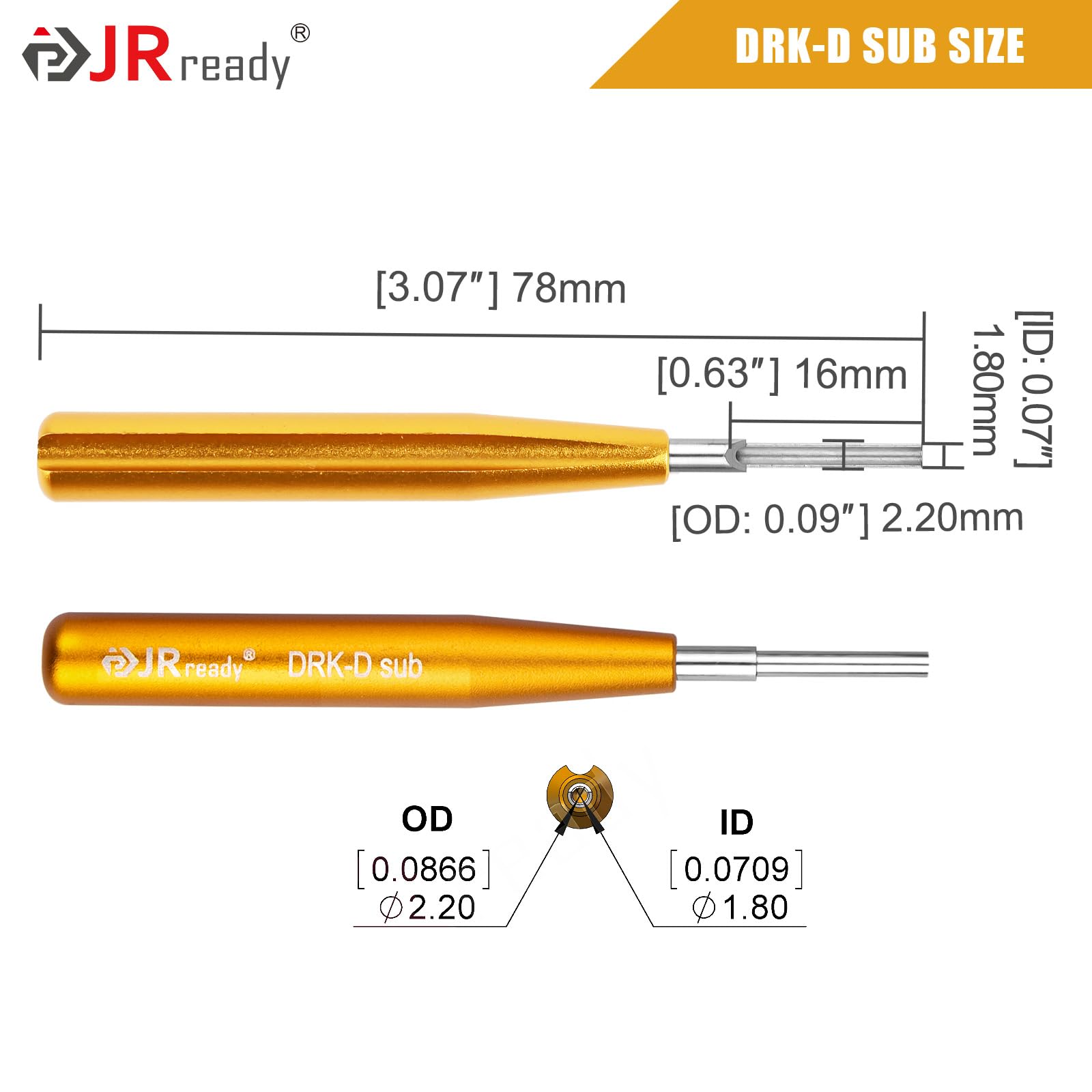 Herramienta De Extracción DRK-D SUB Para Conectores D-Sub MIL-DTL-24308, TE, Harting Y WAIN, De 78 Mm Y 1.8 Mm De Diámetro Interno