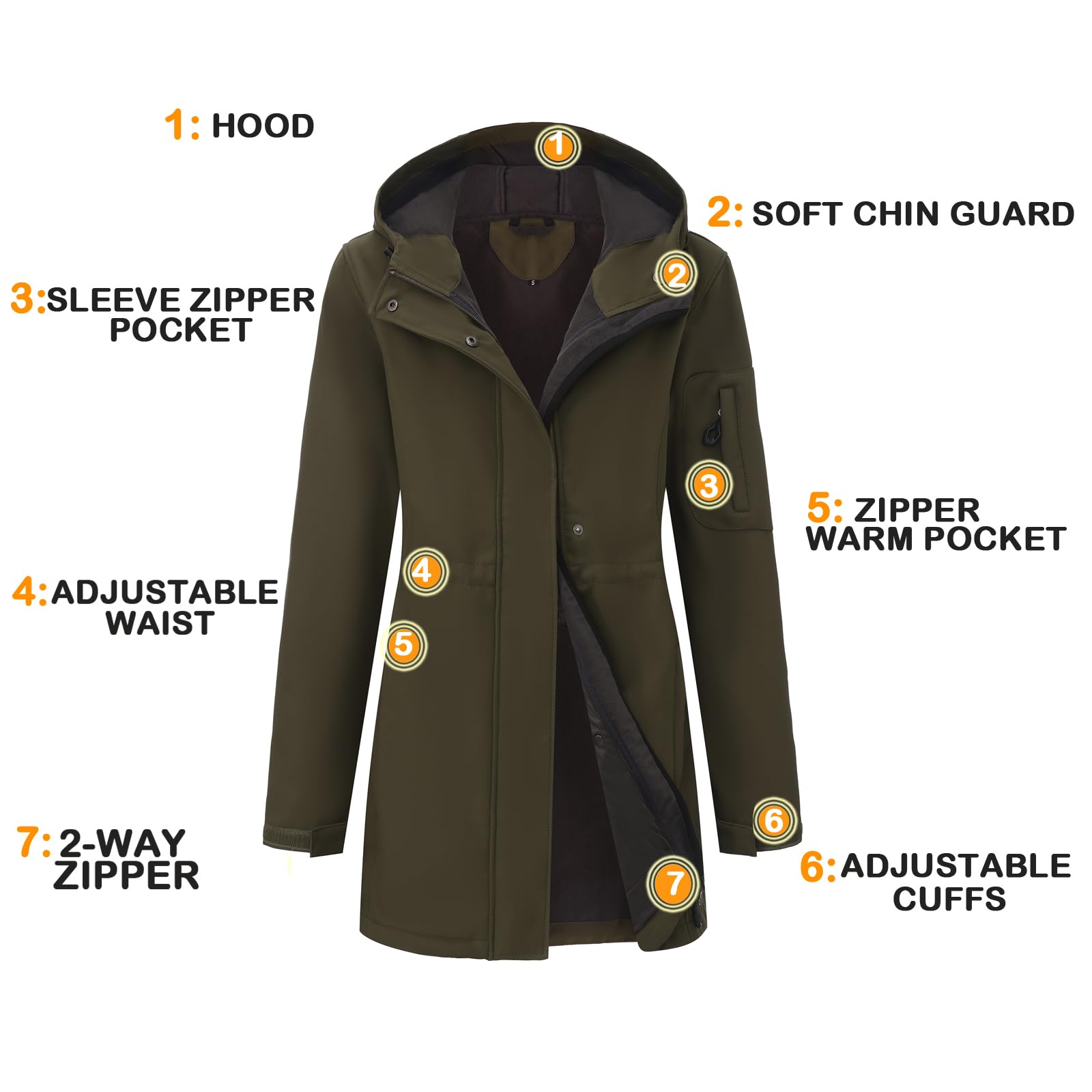 Chiguo Giacche invernali leggere da donna impermeabili Cappotti caldi con cappuccio Giacca antipioggia softshell