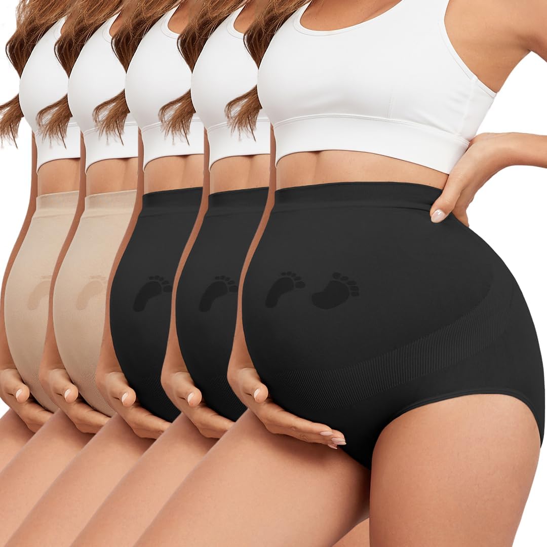 Maternity Underwear Seamless High Waisted Maternity Panties Over Bump Pregnancy Belly Support