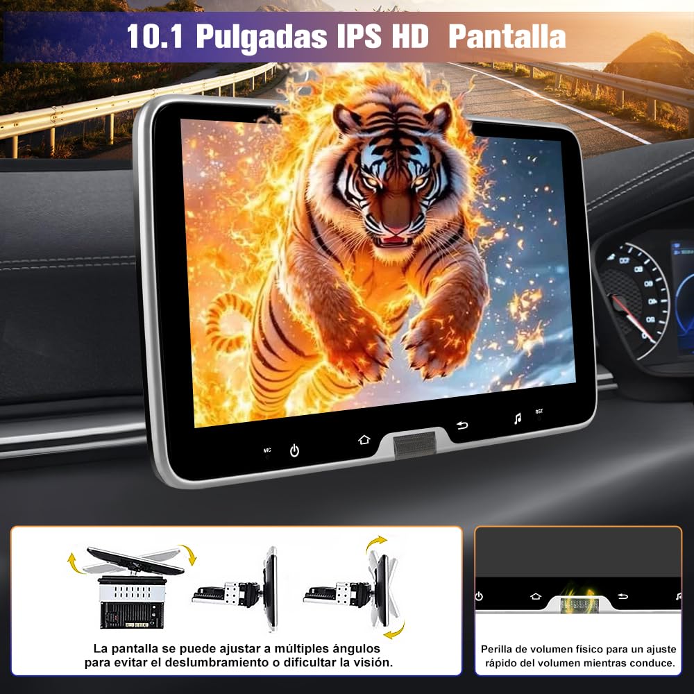 AWESAFE Android 13.0 [2GB+64GB] Radio Coche 1 DIN Universal con Pantalla Táctil Inclinable y Giratoria de 10.1 Pulgadas, Autoradio Admite CarPlay/Android Auto/MirrorLink/WiFi/GPS/Bluetooth/RDS/USB/FM