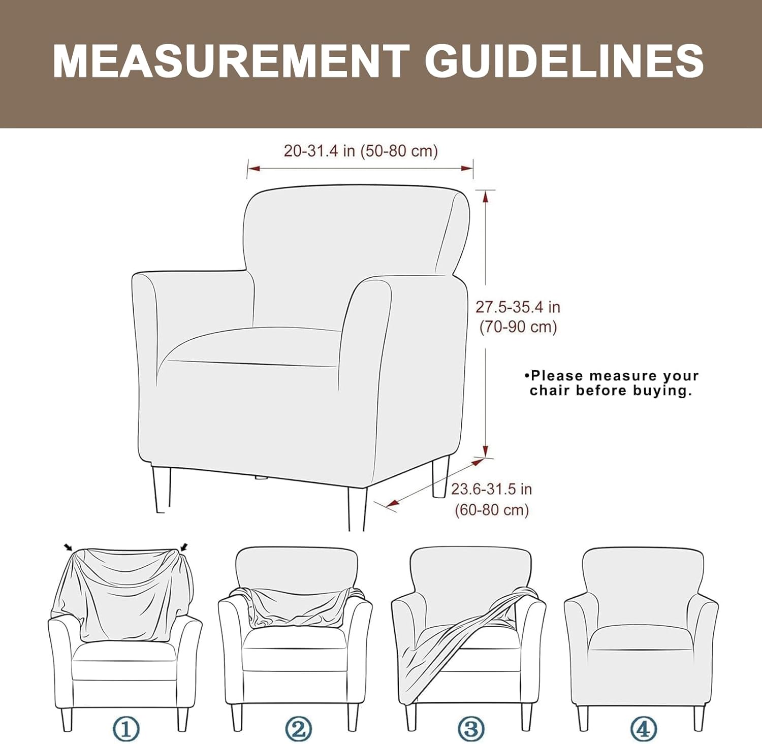 Eco-Ancheng Banquet Armchair Slipcovers Accent Chair Covers 2PCS Stretch Chair Slipcovers with Arms Anti Slip Armchair Sofa Covers Furniture Protector for Kids Pets Living Room Decor,11