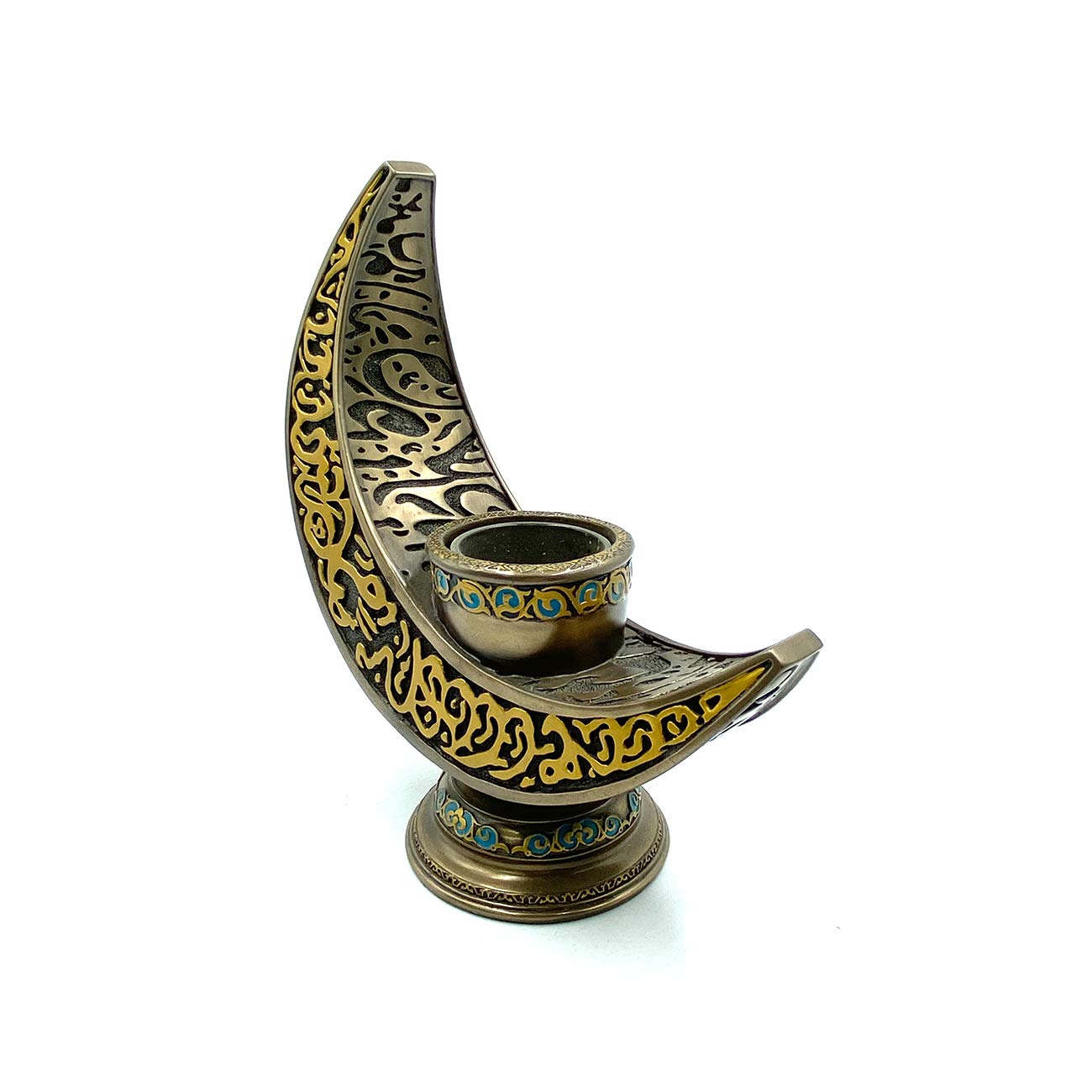 Veronese Collection, Crescent Patterned Candle Holder, Hard Polyresin, Trinket Figure, 18 x 20 Cm