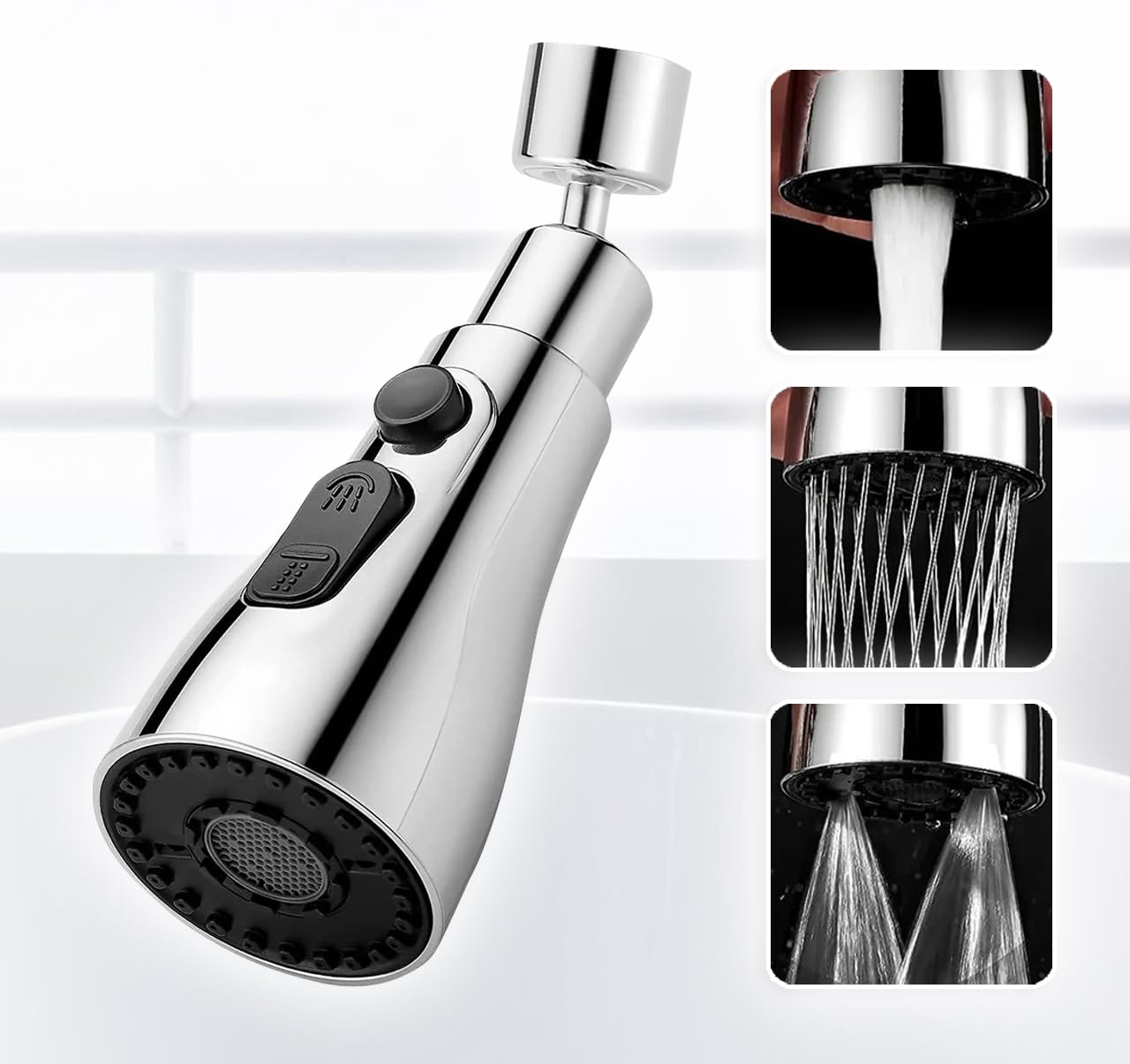 NIAN Flexible Tap Extender for Kitchen Sink Faucet 3 Function Pull Down Sink Sprayer with Universal Faucet Attachment and Big Angle 360-Degree Rotatable Spray Head (B0D52ZP52P) Amazon Price History, Amazon Price Tracker