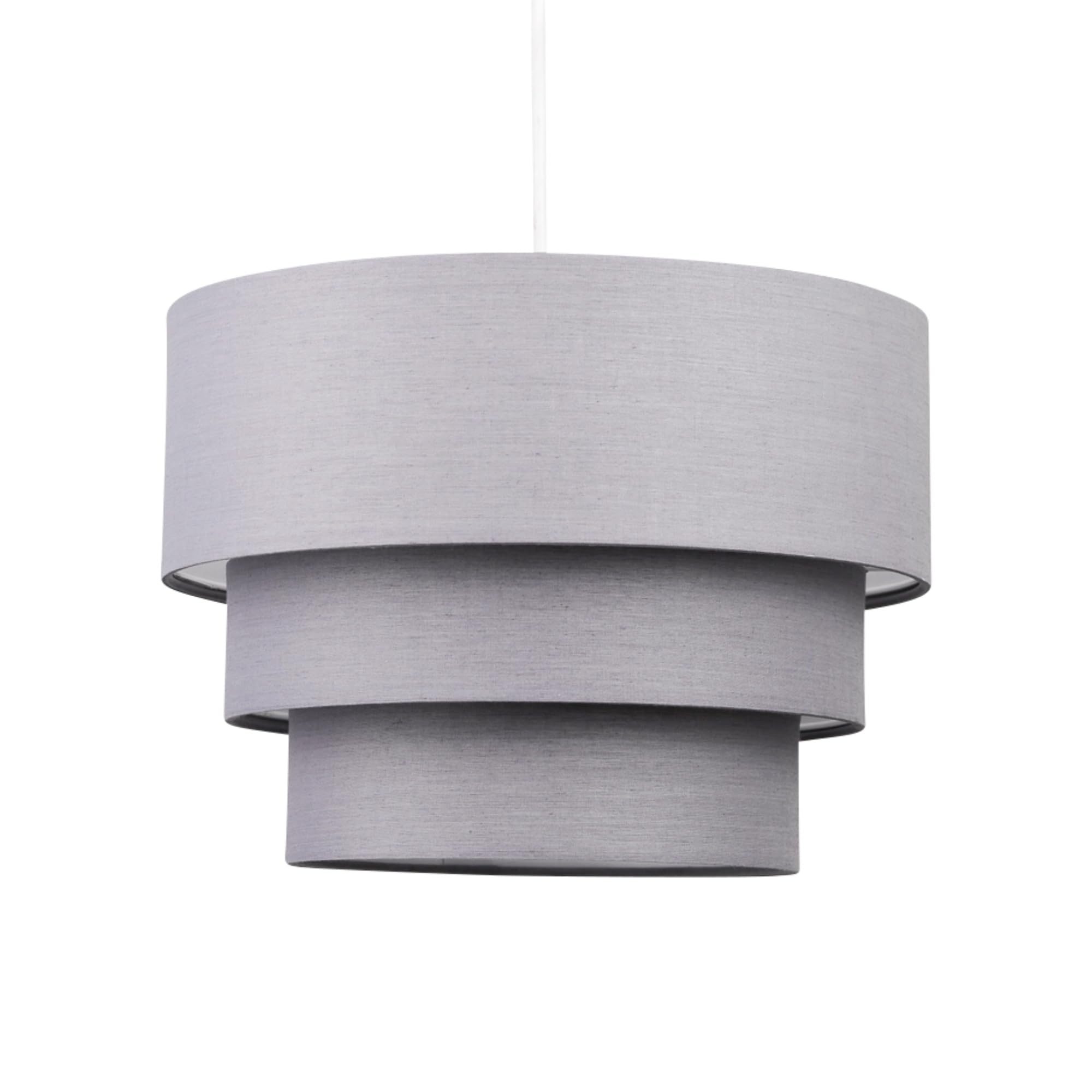 firstchoicelighting Modern Dark Grey Ceiling Light Shade Pendant Easy Fit 3 Tier Fabric Lamp Shade