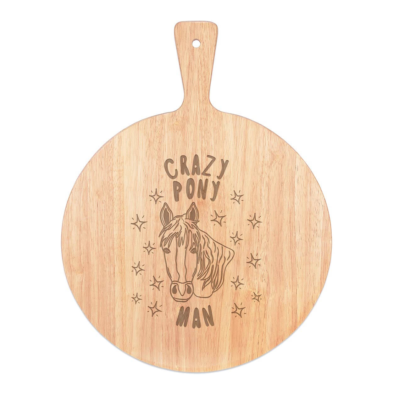 Planche à pizza Fou Poney grand plateau de service rond en bois de cuisine 45x34cm