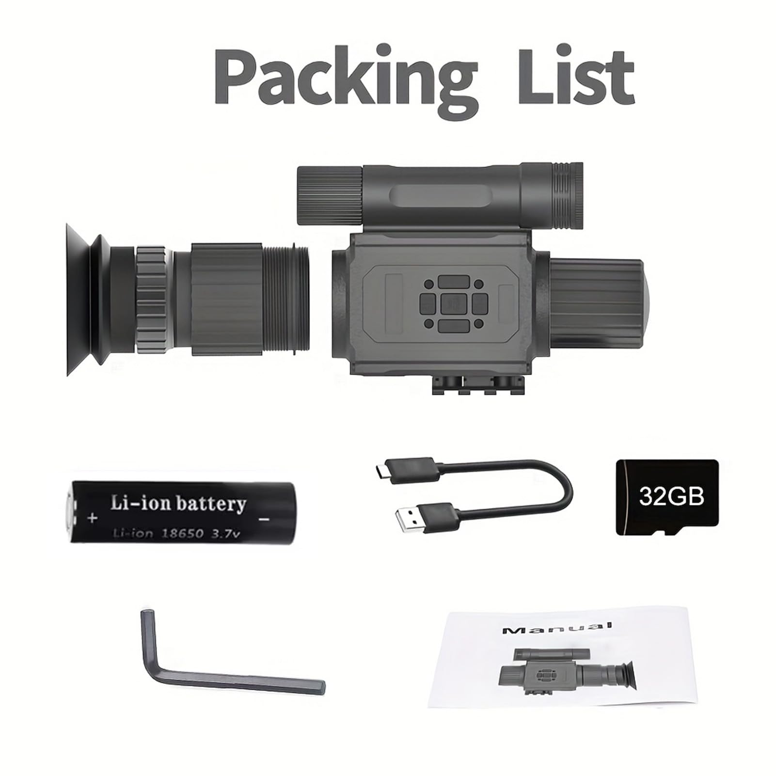 Lunette de Vision Nocturne numérique NK008 pour la Chasse, Lunette de visée Infrarouge HD 1080p, caméra monoculaire, Zoom numérique x5, Illuminateur Infrarouge 850° intégré