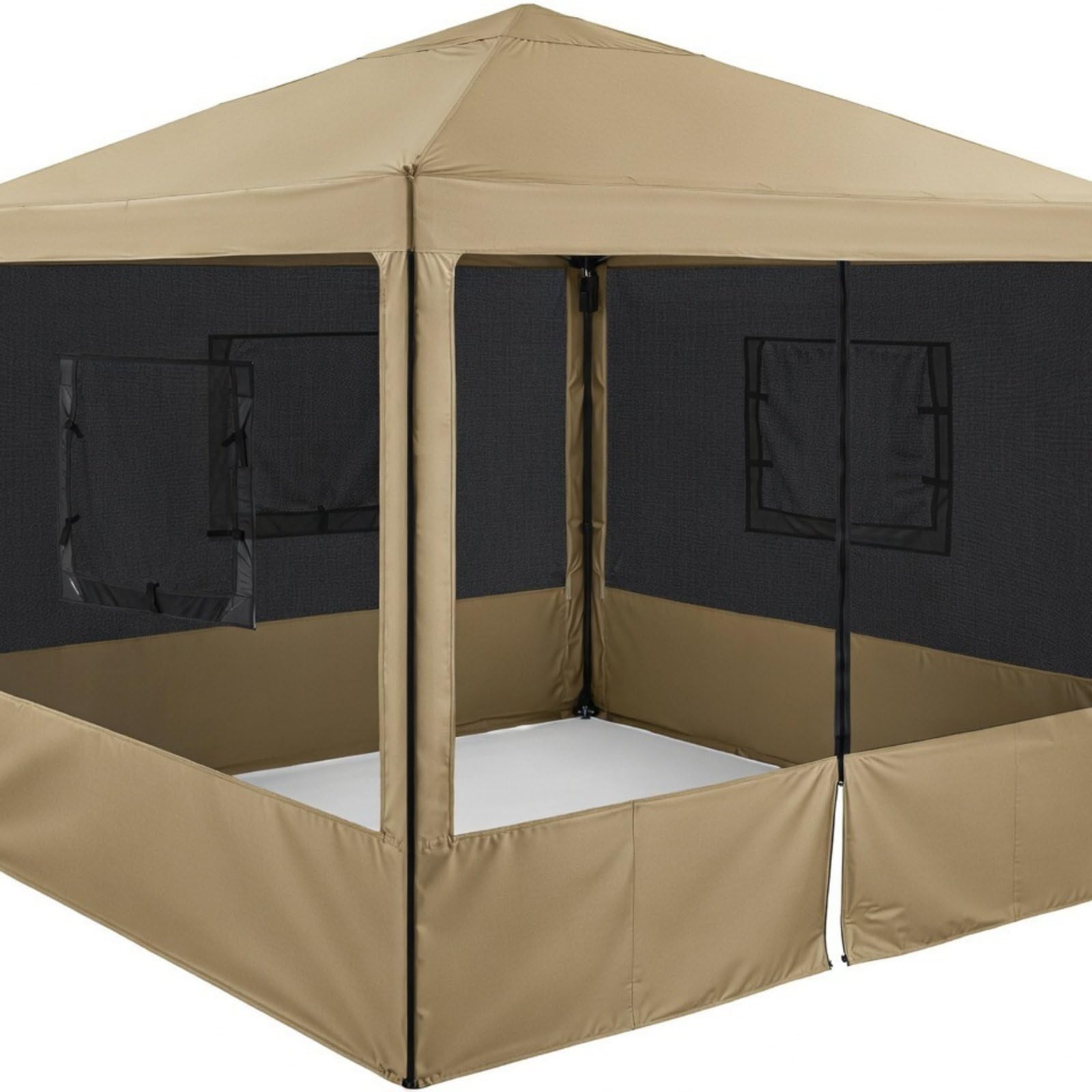 Bug Protection Canopy Sidewall with Mesh Openings Easy Installation Quick-Setup Tent Enclosure Panel Gazebo Screen Wall for, Patio, Backyard, Khaki-image-44