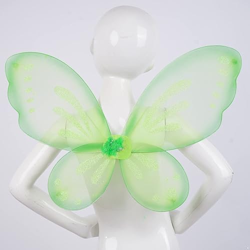 Miniatura 2 de Alvivi Alas de mariposa alas de hadas de mariposa alas de ángel con purpurina alas de princesa para niños y niñas fiesta de Navidad cosplay verde