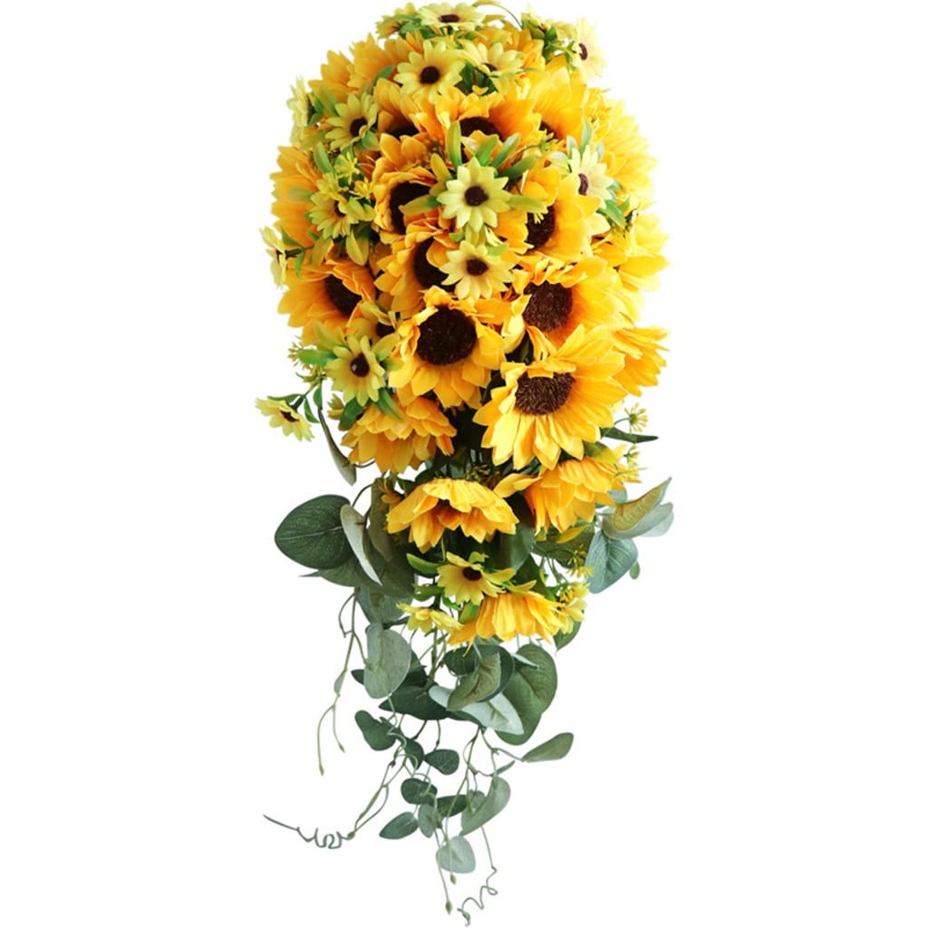 Bouquet de mariée tournesol en cascade pour sceller votre promesse d'amour éternel