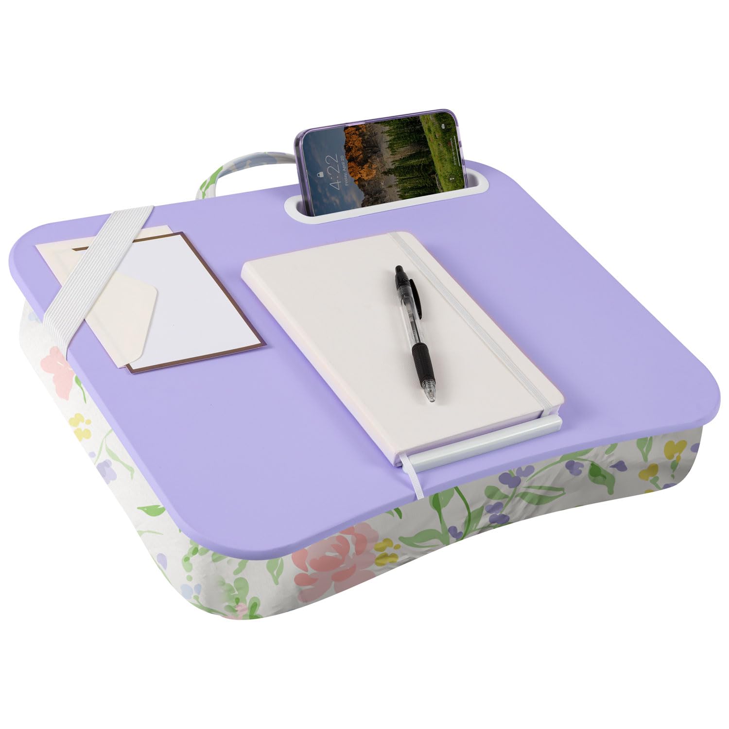 LAPGEAR Designer Lap Desk – Purple Flower, Fits 15.6" Laptops
