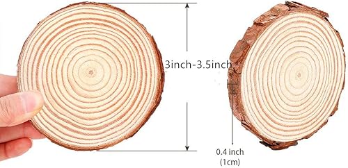 Miniatura 2 de MAOM Rebanadas de madera natural, 25 unidades de discos redondos de madera de 3 a 3.5 pulgadas, círculos de madera para manualidades, manualidades,