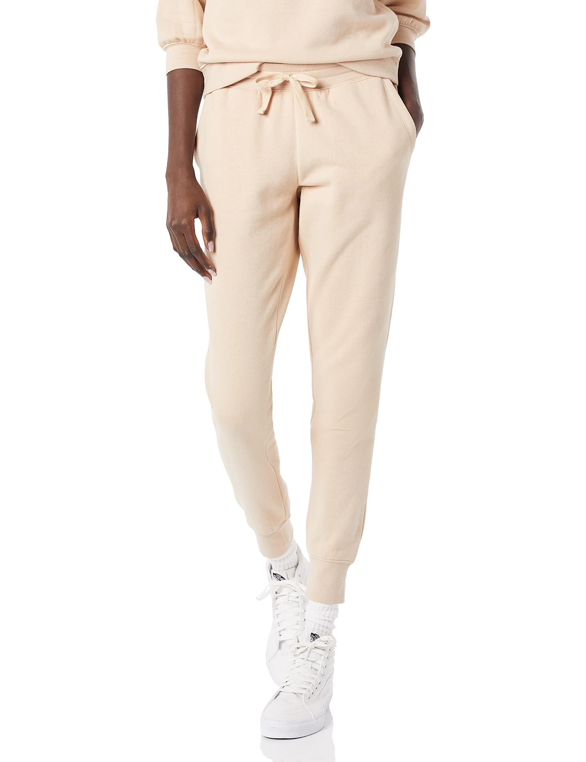 Amazon Essentials Women's Fleece Cuffed Jogging Bottoms (Available in Plus Size), Beige, 4XL Plus