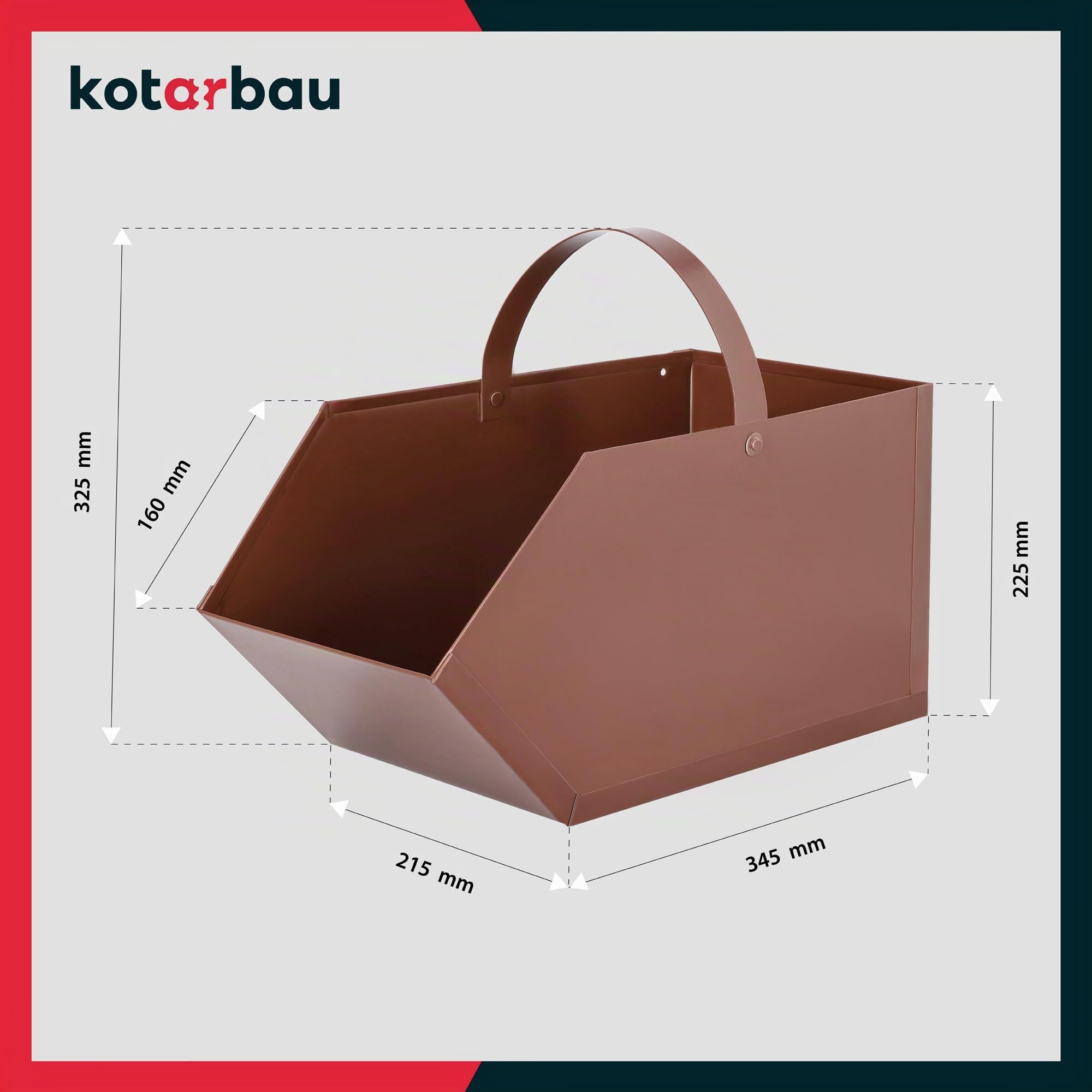 KOTARBAU® Kaminbesteck 4er Set mit Ascheeimer Schürhaken Besen Schaufel mit Holzgriff Kamingarnitur Ofenbesteck Kaminzubehör Pulverbeschichtetes Metall Braun und Schwarz