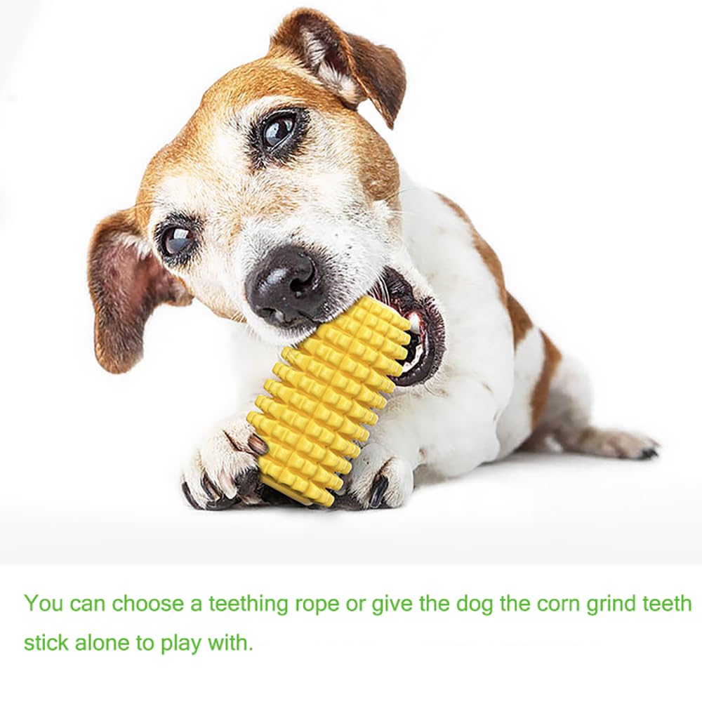 Jouet à mâcher pour chien en forme de maïs : corde dentaire flottante avec trou à friandises – TPR indestructible et corde en coton pour le nettoyage des dents, le soulagement de l'ennui