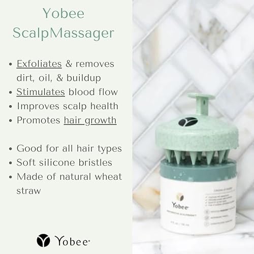Miniatura 2 de Yobee Masajeador de cuero cabelludo con cerdas de silicona suaves  Removedor de caspa, limpiador de cuero cabelludo, cepillo de champú, exfoliante