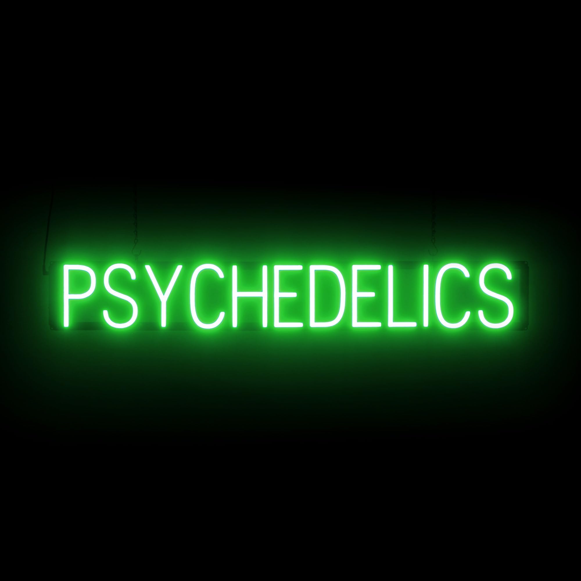 SpellBrite LED Neon PSYCHEDELICS Sign for Business - Green, 43" x 6"