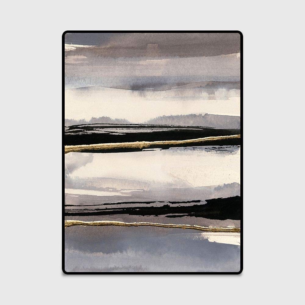 Ksainiy Short Velvet Carpet Bedroom Dress Up Home Improvement Carpet Fashion Abstract Watercolor Ink Gray Striped Bedroom Living Room Kitchen Floor Mat Carpet (Color : B, Size : 160230CM)