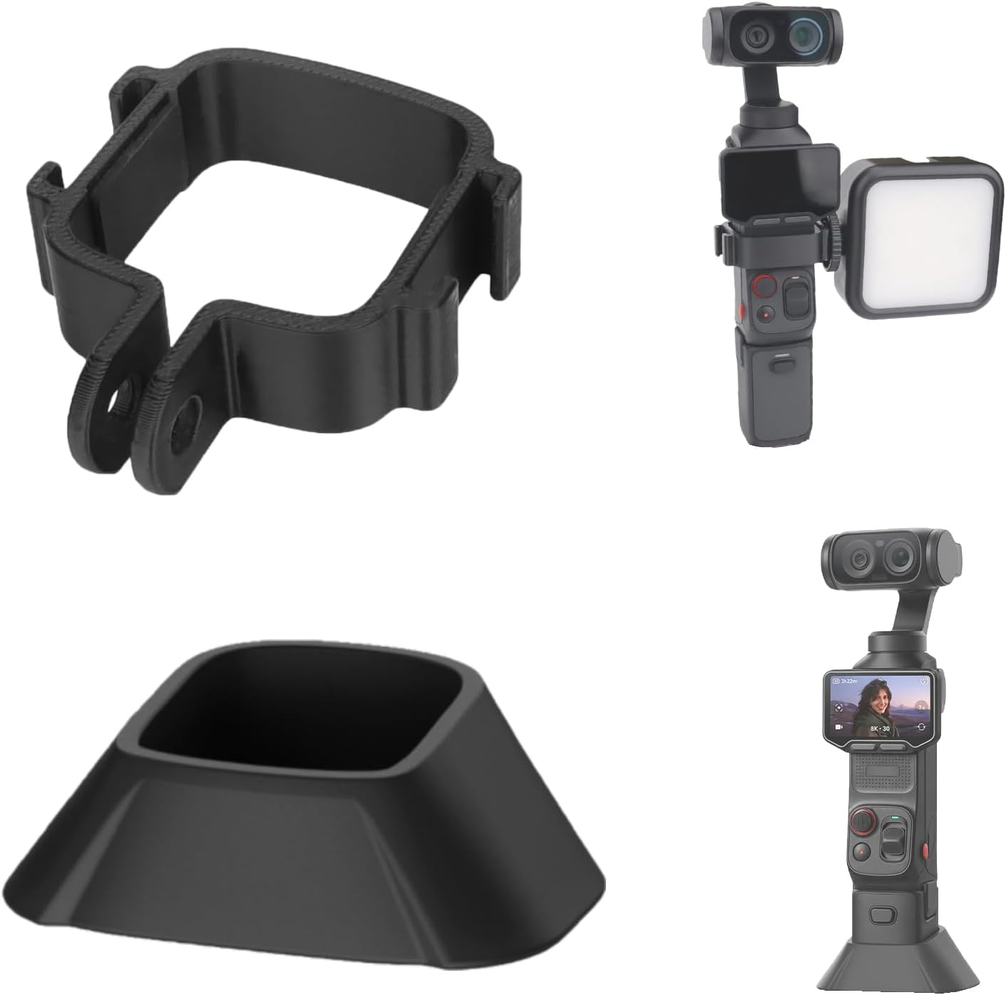 Multi-Function Expansion Frame with Silicone Base for Insta360 Luna Ultra, Anti-Tip Stabilizer Stand for in-Vehicle and Desktop Shooting, 3D Printed Camera Mount Kit