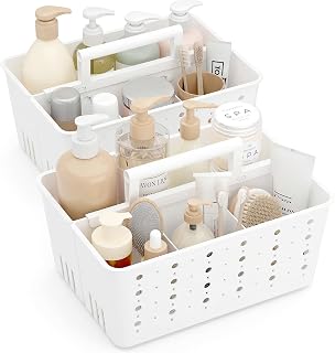 Lifewit Portable Shower Caddy, Plastic Basket Organizer, 2 Pack, White