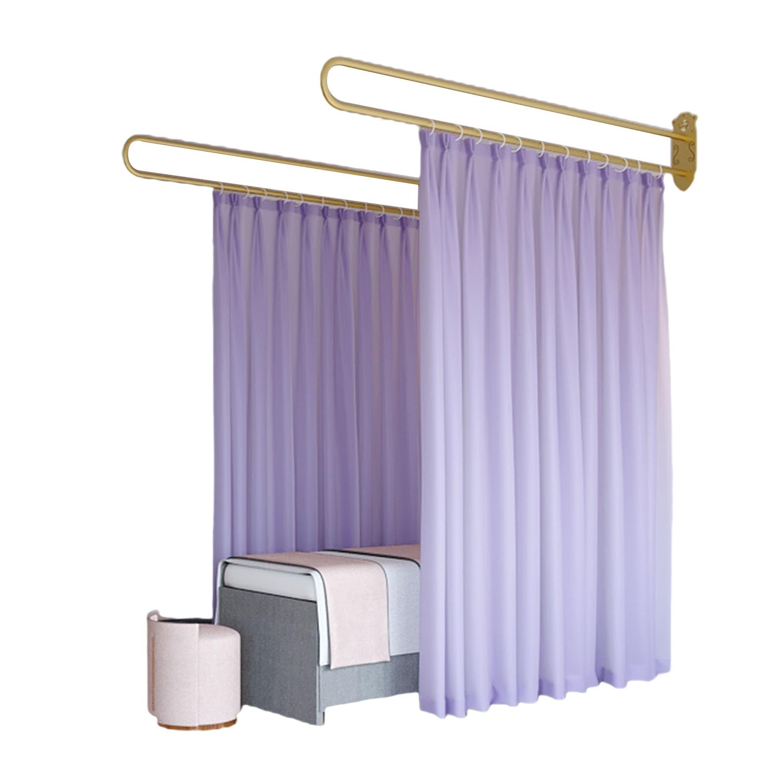 WQPMNYG Beauty Salon Divider Curtain 2.2m UShaped Support Rod SemiTransparent Room Divider for Living Room & Dining Area Includes Curtain & Support Set