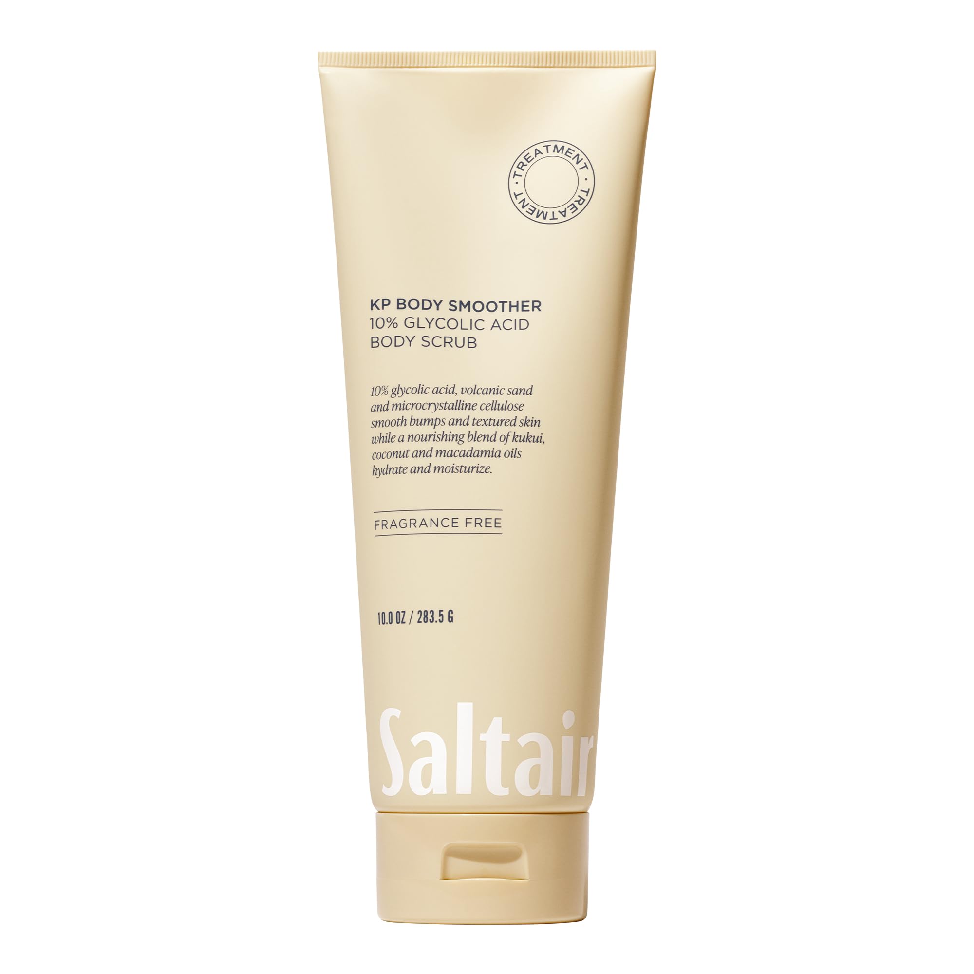 Saltair KP Body Scrub. 10% Glycolic Acid Treatment with Volcanic Sand and Plant Moisturizers. Fragrance-Free Physical Chemical Exfoliator. Exfoliating Body Scrubber for Rough Bumpy Skin, 10oz.