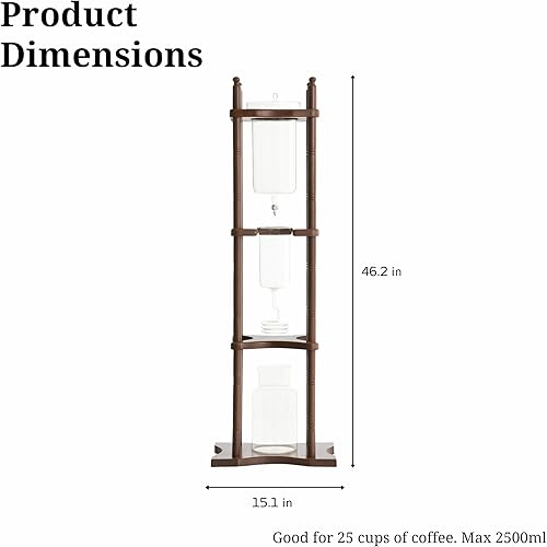 Miniatura 2 de Nispira Cold Brew Drip Tower Máquina de café helado Soporte de madera de vidrio 25 tazas