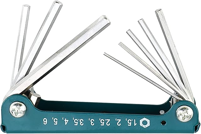 Hexagon Key Set, 8 Pieces Allen Key Set, Folding Hex Keys Set, Wrench Set Allen Alan Hex Hexagon Key, Pocket Size Hex Key Set Sizes 1.5-6mm for Furniture Assembly, DIY Maintenance, Bike, Motorcycle