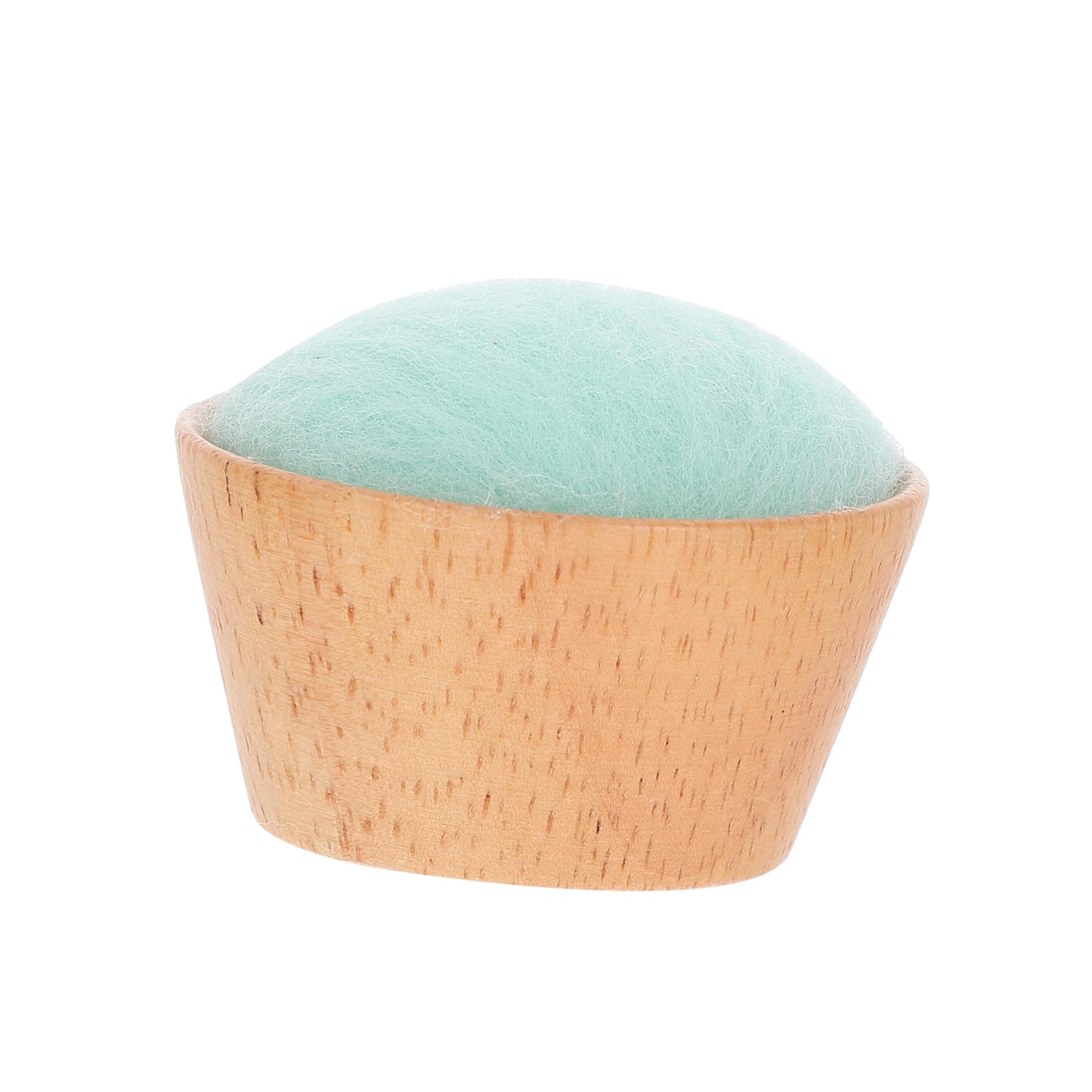 HOMSFOU Handmade Wooden Base Wool Pin Cushion for Needle Straight Pins Small Holder Sewing Needle Case Compact Size