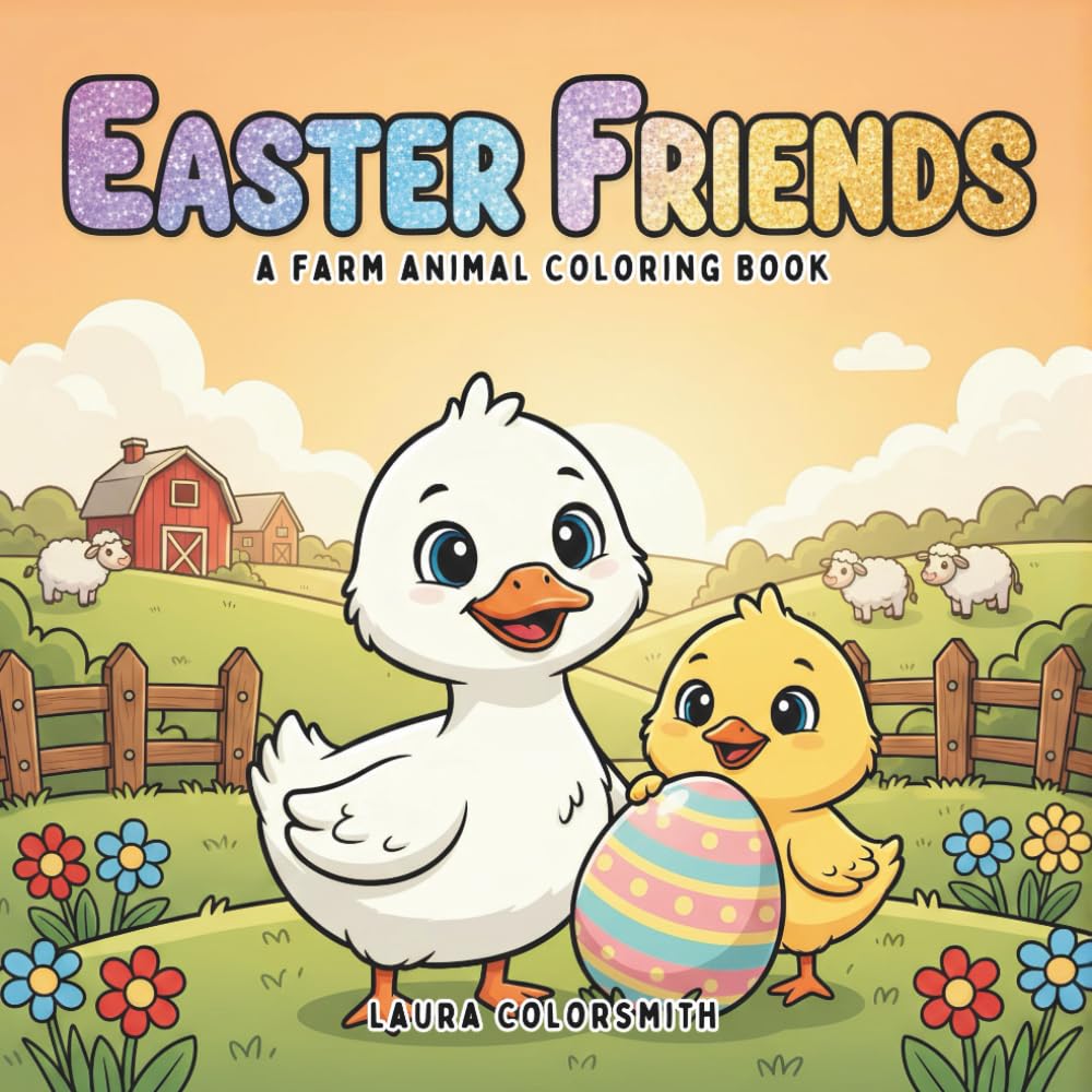 Easter Friends - A Farm Animal Coloring Book: Adorable Baby Farm Animals for Easter Coloring