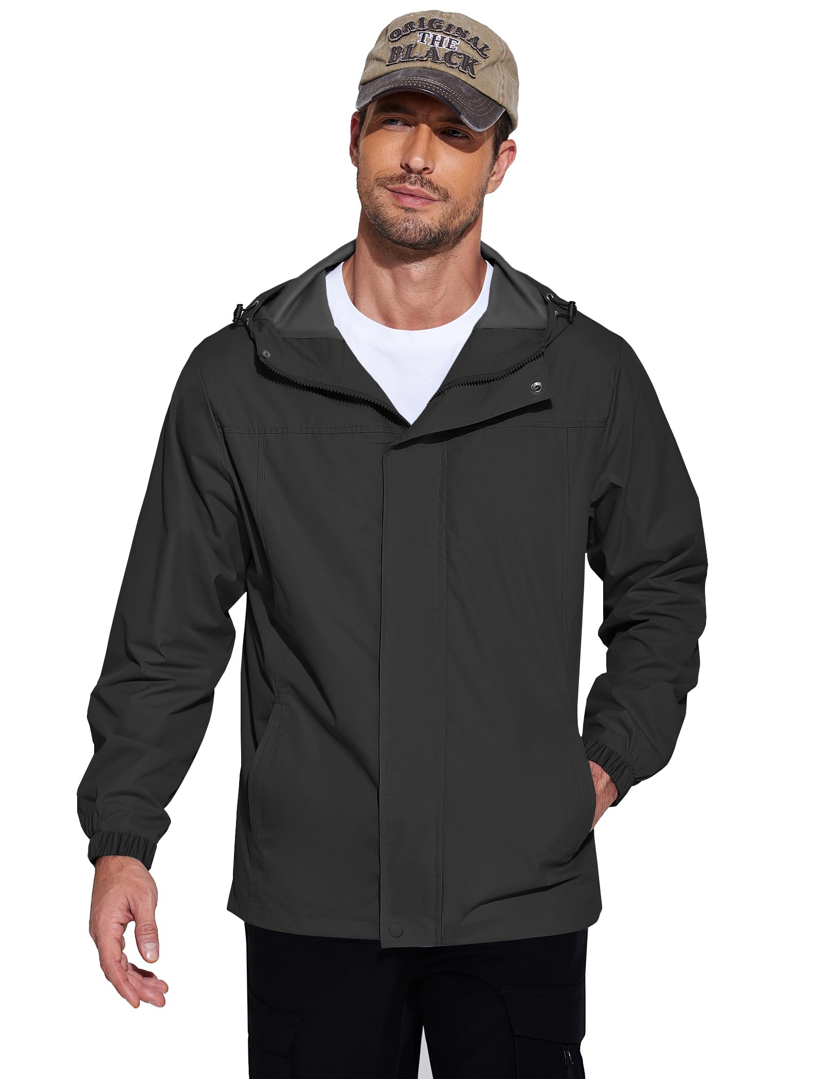 COOFANDY Veste de pluie imperméable pour homme avec capuche légère et pliable pour cyclisme, golf, voyage