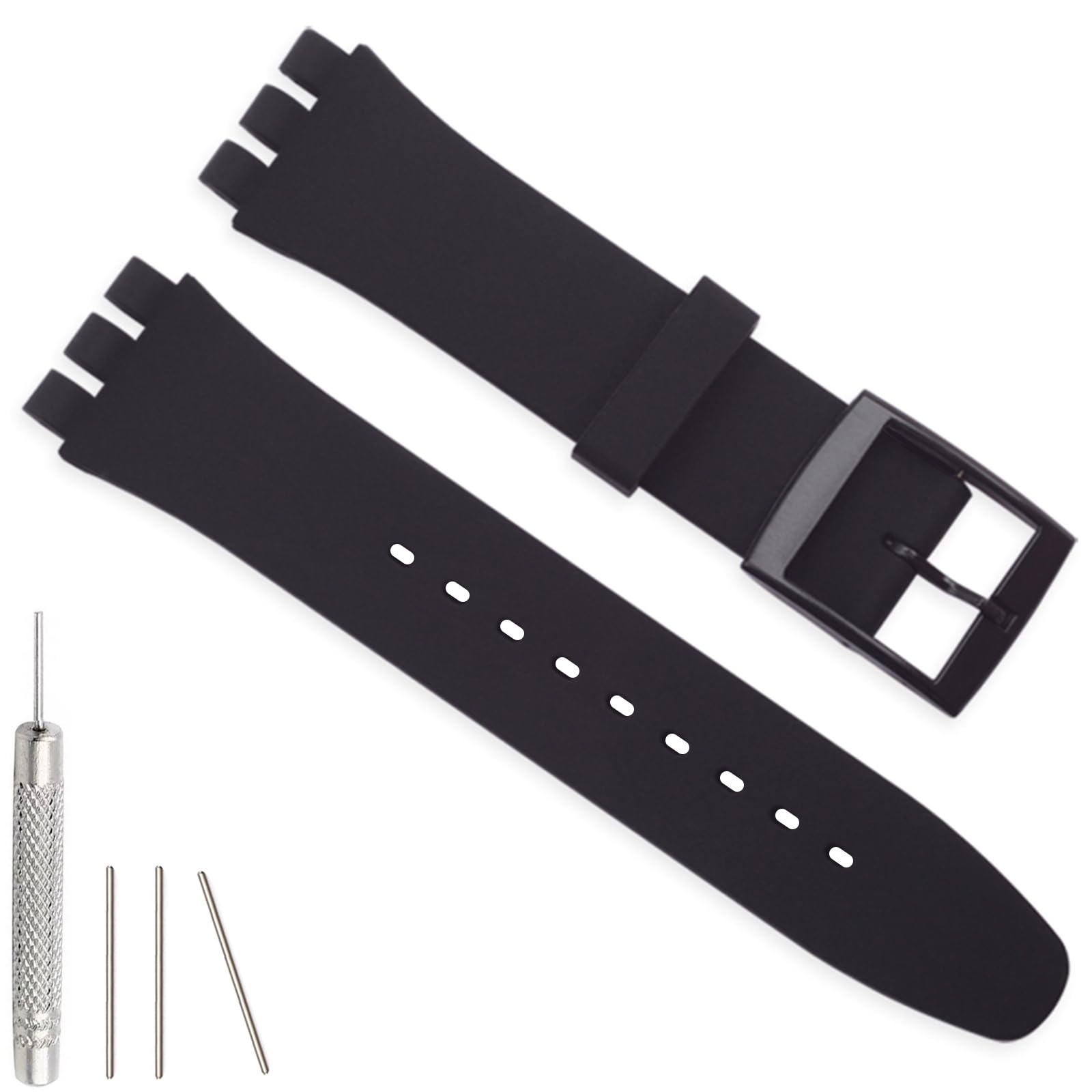 Silicone Band for Swatch 17mm 19mm 20mm, Replacement Waterproof Wristband Watch Strap for Swatch 20mm/19mm/17mm for Women Men