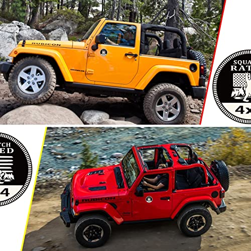 Image of 4 x 4 Badge Rated Car Emblem, Automotive Car Badge Decals Stickers 3D Metal Car Badges Round Emblem Decals Compatible with Jeep Wrangler Vehicles Trucks SUV