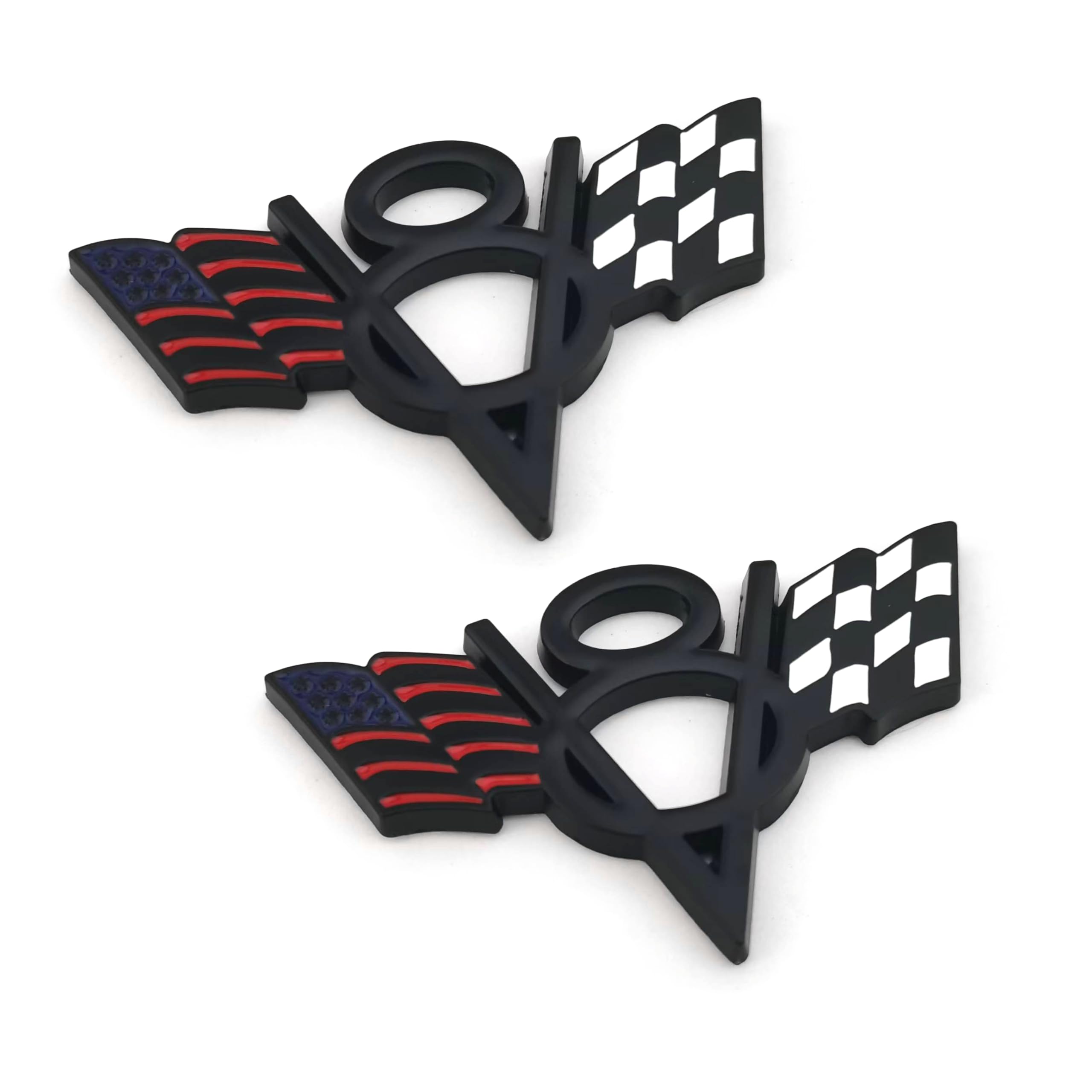 PTDecals 2pcs Nero Metallo US America Bandiera V8 Racing F1 Emblema Badge Adesivo per Auto Auto Van Paraurti Baule Boot Baule