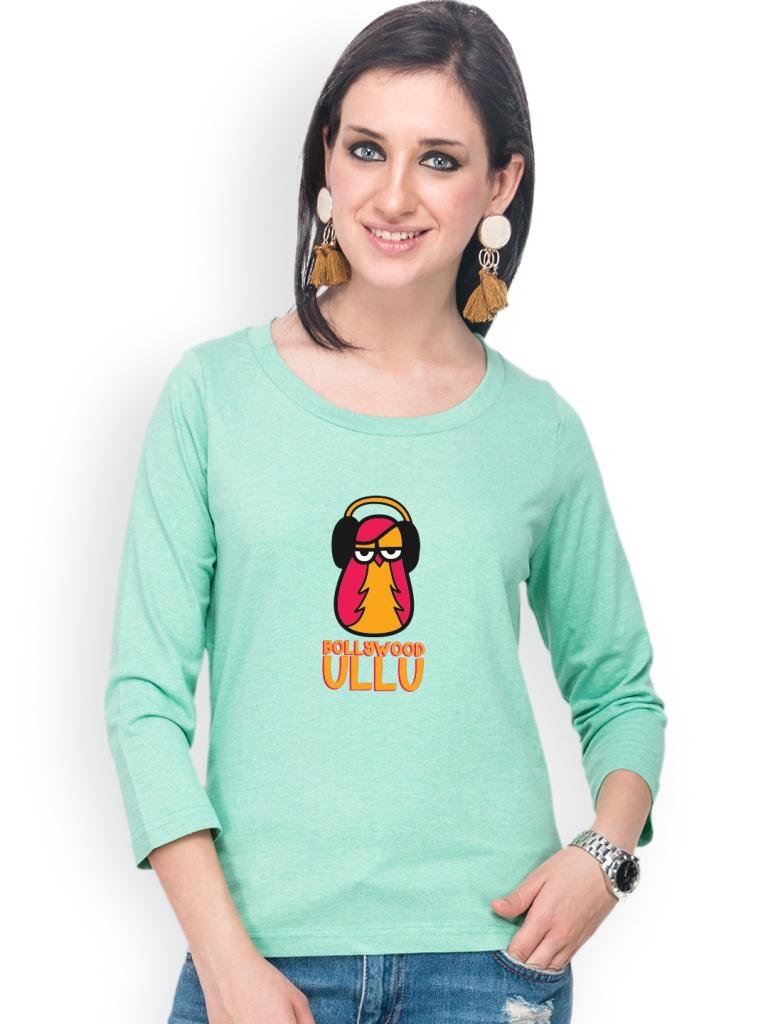 Campus SutraGrey Women Round Neck Quarter Sleeve T-Shirt Ullu