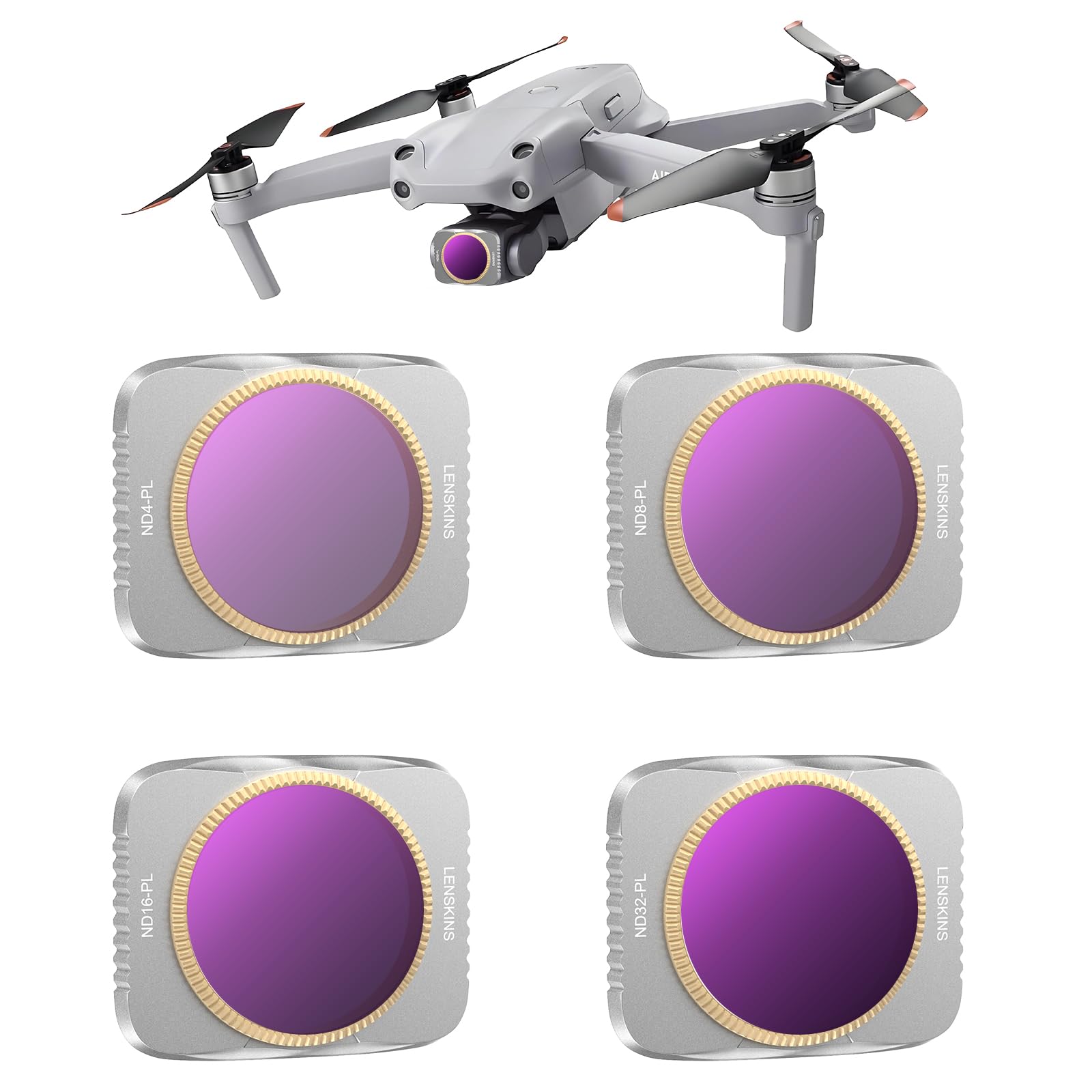 LENSKINS 4-Pack ND/CPL Filters Set for DJI Air 2S Drone, ND4/CPL, ND8/CPL, ND16/CPL, ND32/CPL Filters Compatible with DJI Air 2S, Multi Coated HD