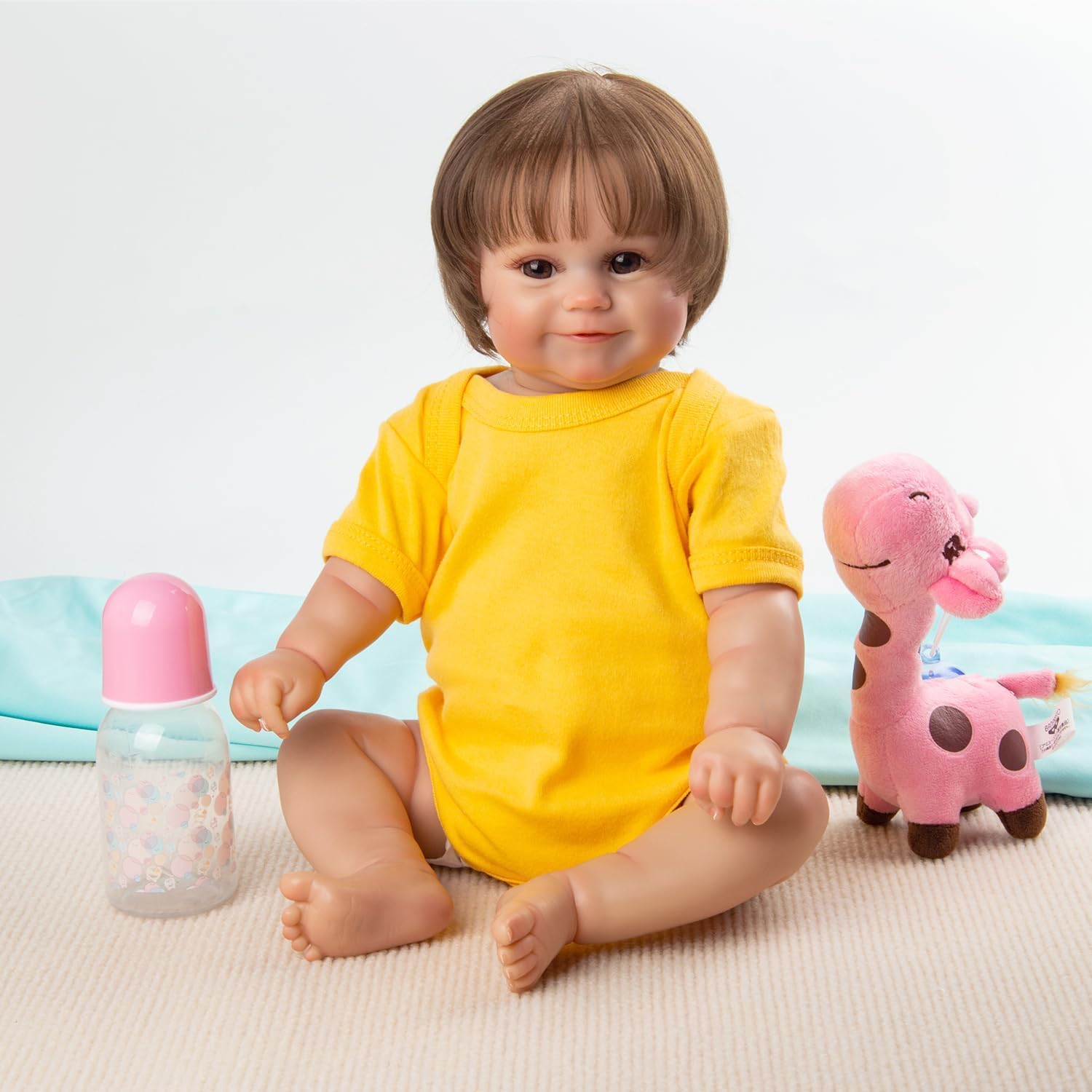 5 Pcs Reborn Baby Doll Clothes Boy Outfits Accessories for 17-20 Inch Reborn Dolls Clothes Tiger Bib+Jumpsuits+Cap Newborn Baby Clothing Set