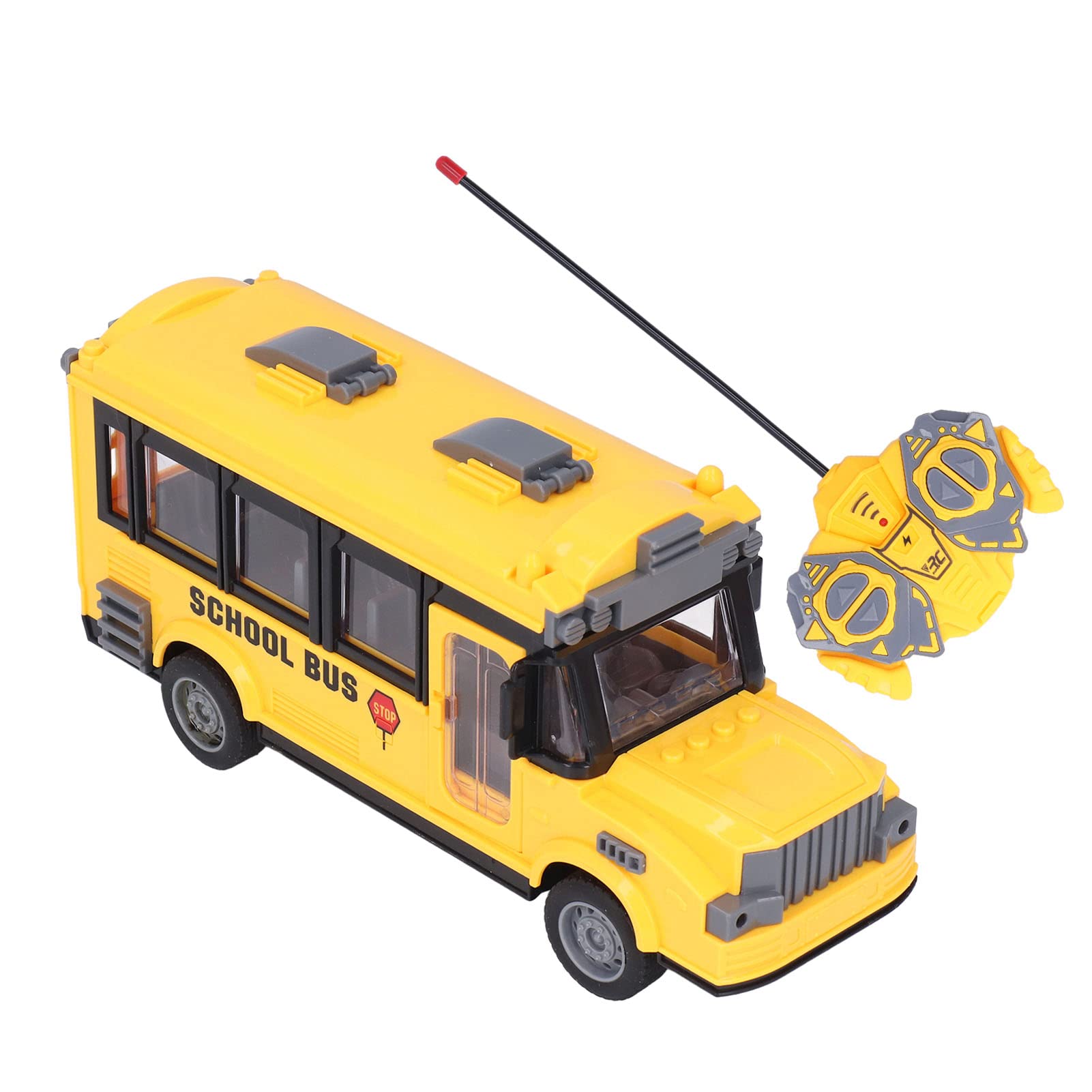 Scuolabus giocattolo, auto telecomandata scala 1/30 con luci anteriori e carrozzeria, apertura manuale porta cabina destra, veicolo giocattolo per bambini e collezionisti adulti