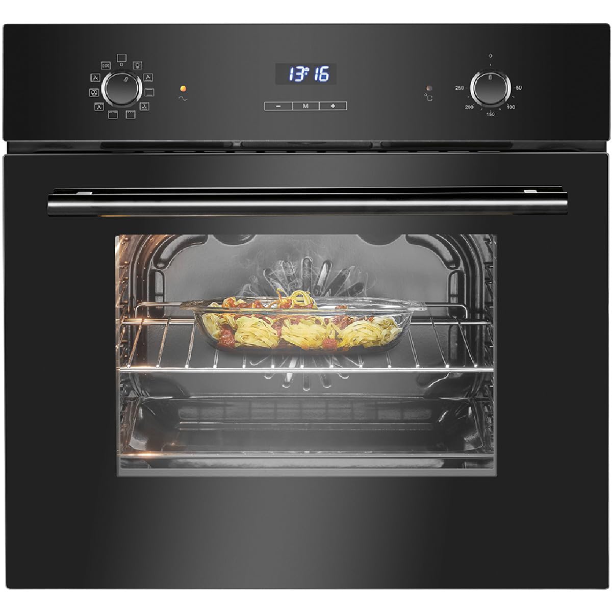 Bomann Einbaubackofen mit Grill, Heißluft & Ober-/Unterhitze | Backofen 56L | Ofen mit 50°C - 250°C Bereich & Touch Control | Oven mit 9 Backofen-Funktionen & aushängbarer Tür | EBO 7911 schwarz