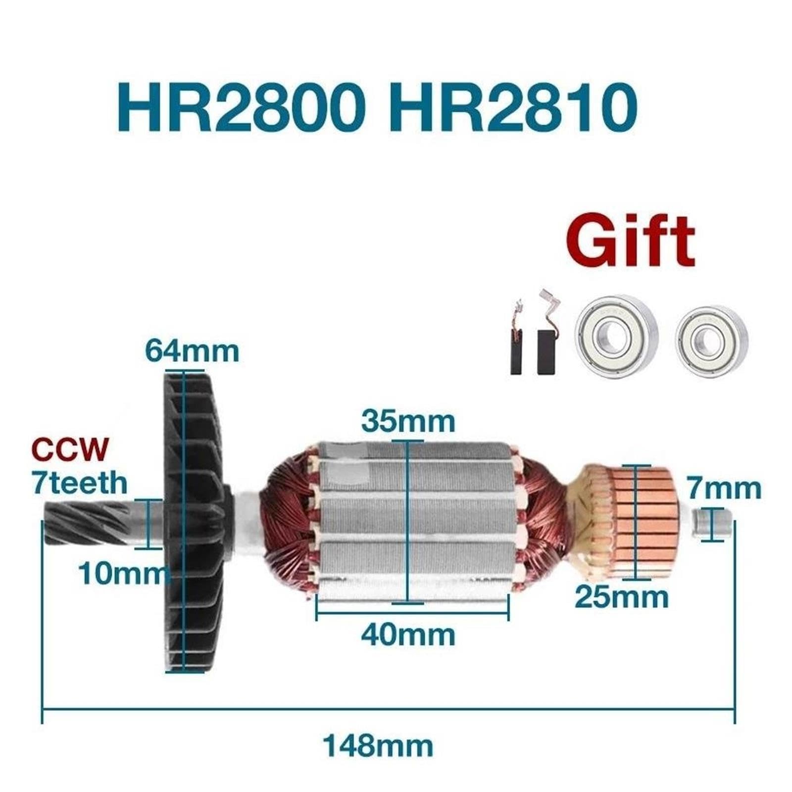 AC 220V Power Hammer Motor, Compatible With Makita, For HR2800 HR2810