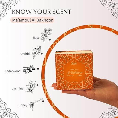 Miniatura 9 de Caja de variedad Maamoul Bakhoor de Dukhni  Juego de regalo, cesta de Ramadán y regalo Eid  Auténtico incienso árabe Oud Bakhoor  20 piezas Bakhoor,