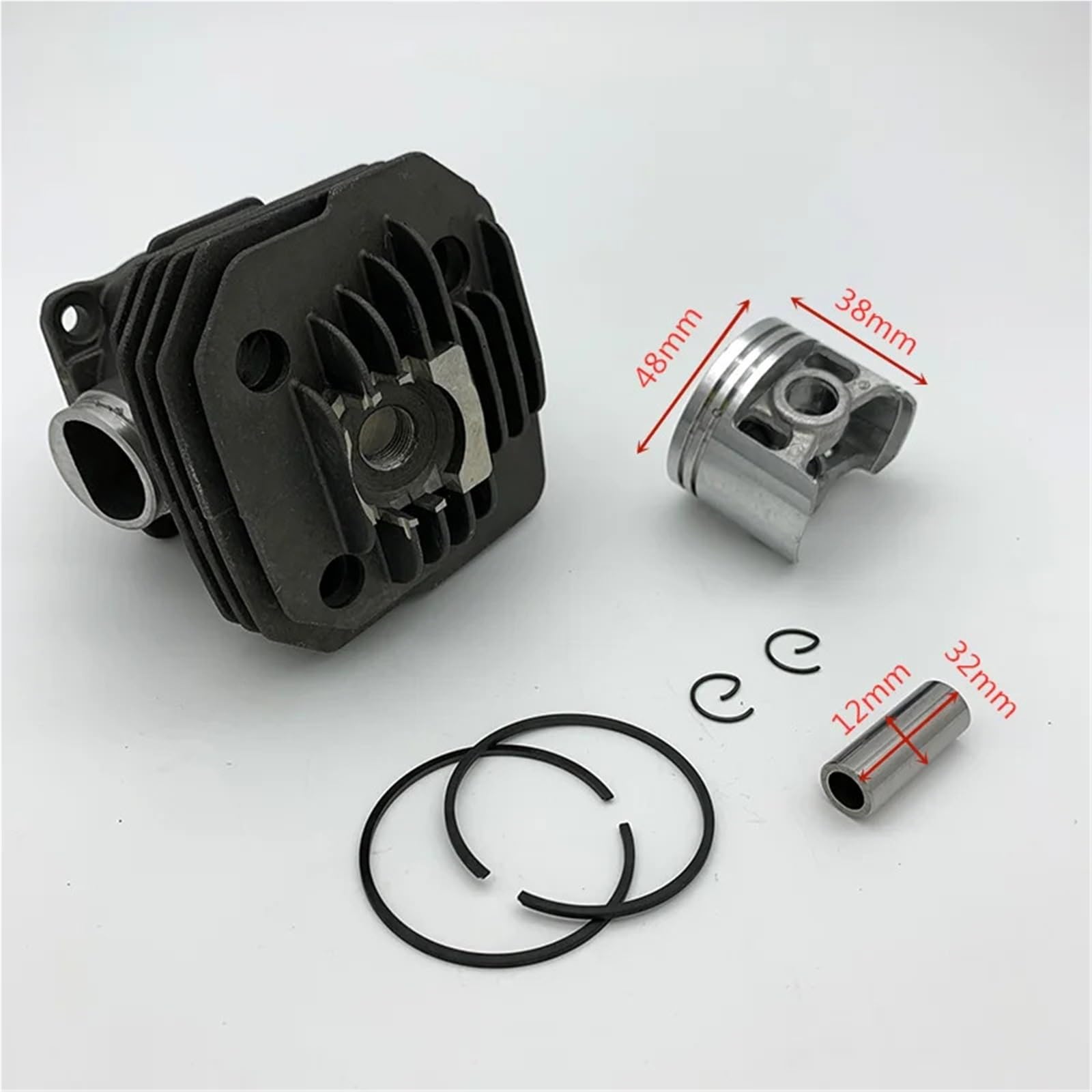 Zestaw tłoka cylindra Om965 (48 mm) pasuje do pił łańcuchowych Oleo-mac 965 do zespołu cylindra do zespołu zacisków pierścieniowych Kolben