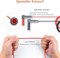 KAIWEETS KET01 Multiméter Kiegészítő Készlet - Szilikon Szigetelésű Tesztkábelek, Mérőszondák, Krokodilcsipeszek és Mini Horgok - Piros 3