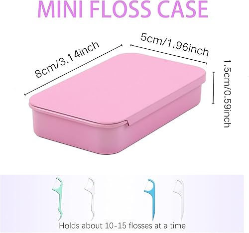 Miniatura 8 de Paquete de 2 fundas portátiles de hilo dental, dispensador de hilo dental, almacenamiento de 24 púas de hilo dental para adultos, hilo dental