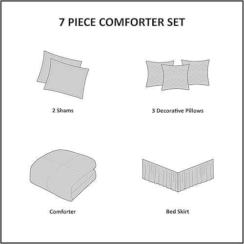 Miniatura 3 de Empire Homey - Juego de edredón de gamuza sintética de lujo, diseño a rayas, ropa de cama para todas las estaciones, juego de 7 piezas (tamaño