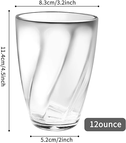 Miniatura 2 de Goldmeet Paquete de 4 vasos acrílicos para beber, juego de vasos de agua de 12 oz11.8 fl oz, vasos de plástico apilables transparentes con diseño de