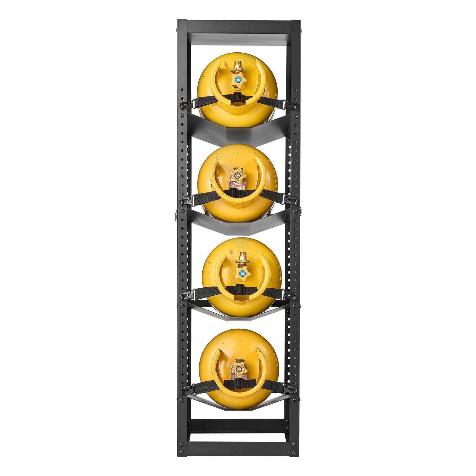 VEVOR Portabombole 376 x 330 x 1321 mm per Refrigerante, Mobile a 4 Ripiani per 4 Bombole, con Ripiano Superiore, Acciaio al Carbonio Verniciato a Polvere Nera, per Furgoni Conservazione Gas Compresso