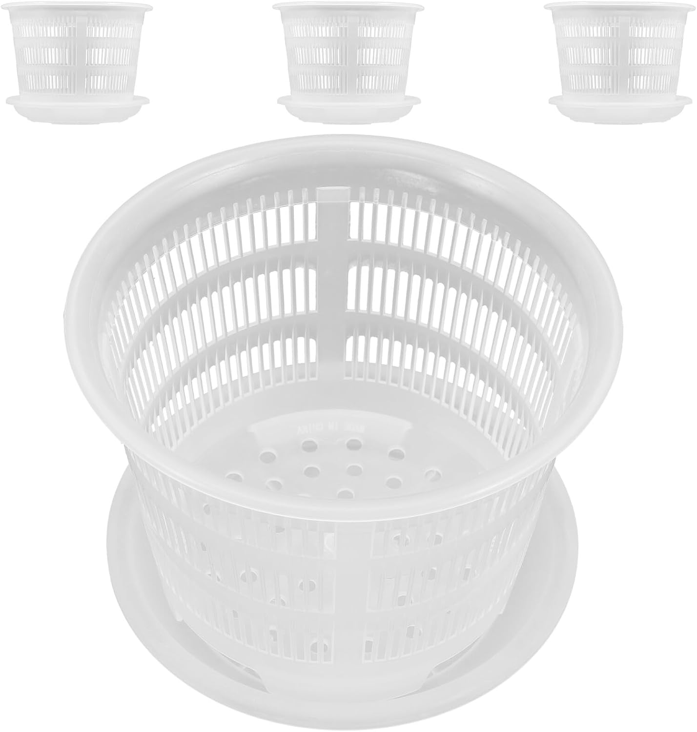FRCOLOR Orchid Flower Pots Plastic Planters with Drainage and Saucers, Breathable Root Control Pots for Indoor and Outdoor Gardening, 4pcs Set for Phalaenopsis Care