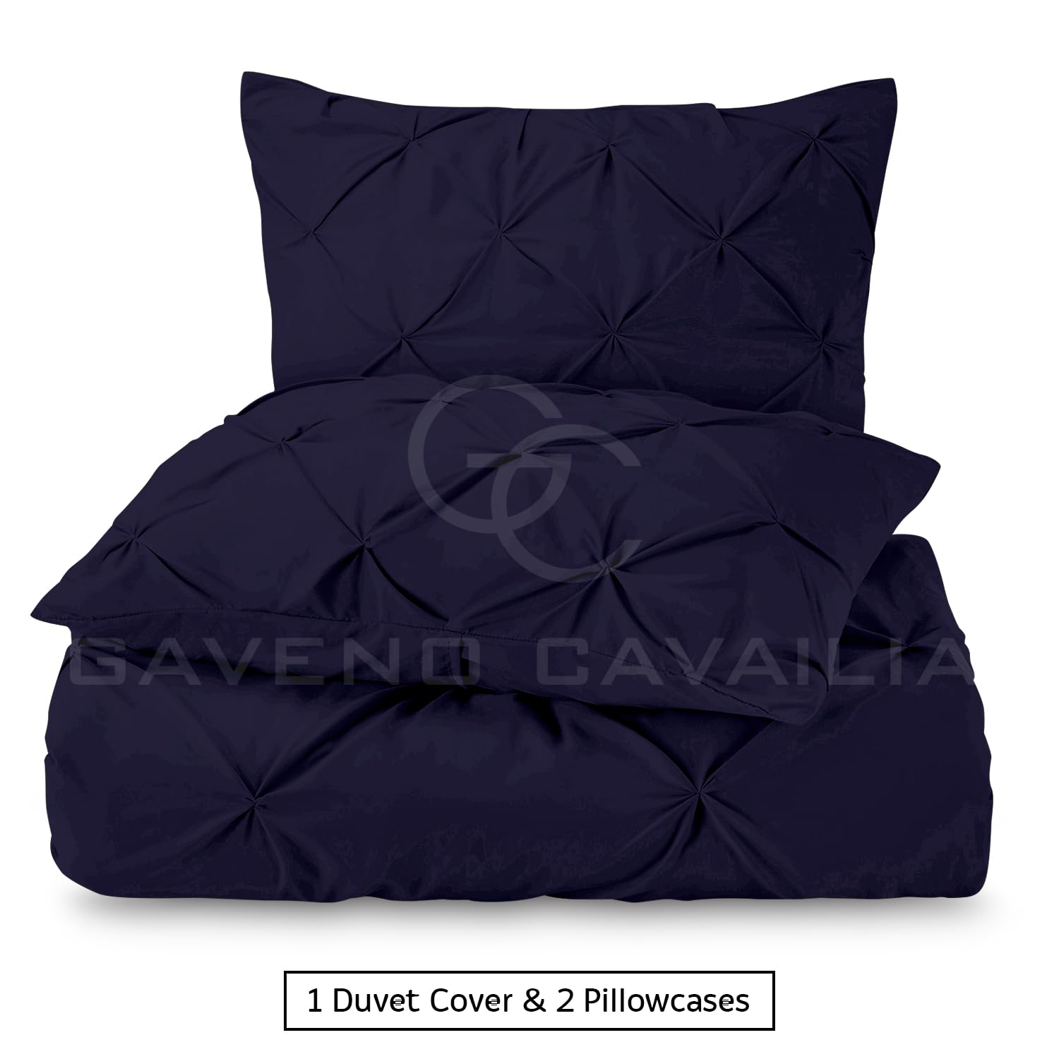 GC GAVENO CAVAILIA Pleated Bedding Set, Double Duvet Cover with Pillowcases, Luxury Pinch Pleat Ruched Quilt Cover - Image 2